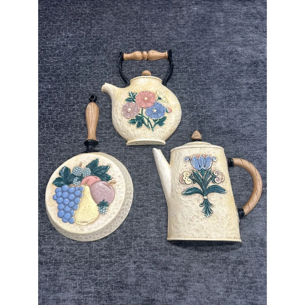 3 piece vintage 1995 set of Homco/Home Interiors kitchen wall decor plaques